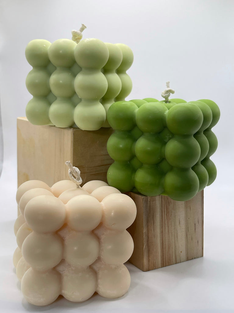 Green Bubble Block Candle Collection